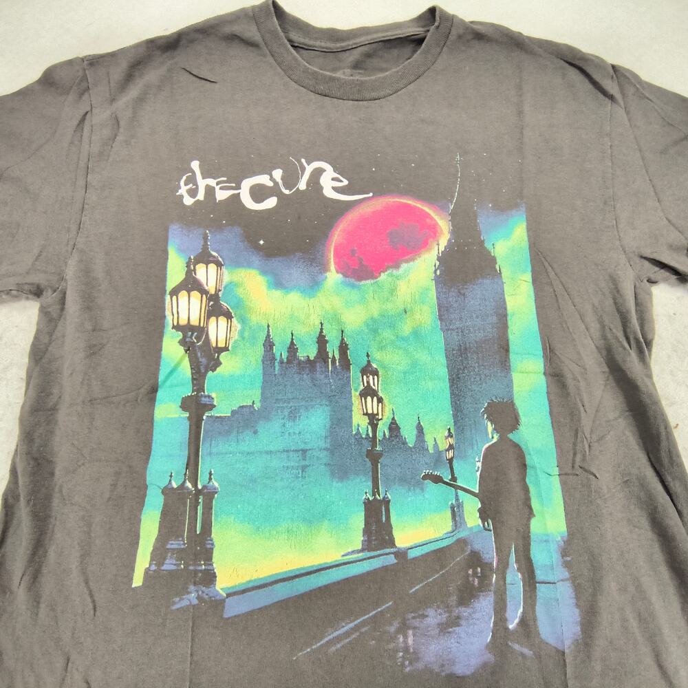 The Cure Band Crew Neck Short Sleeve Graphic T Shirt Mens Size Medium M Gray